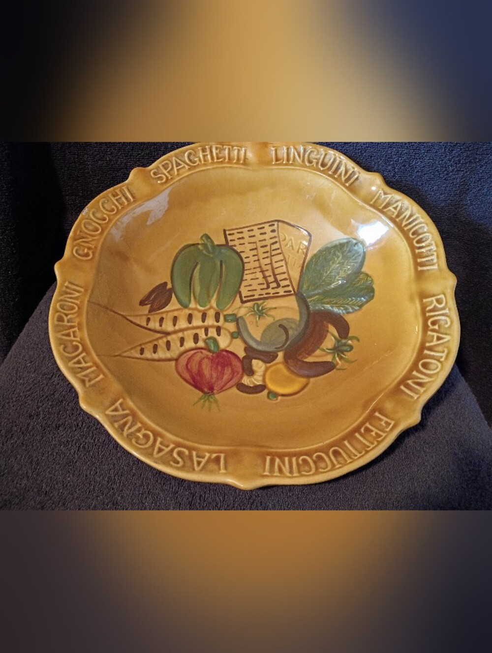 California Pottery Harvest Gold Pasta Serving Bowl